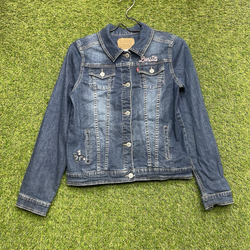 Levis Jean Jacket Kids XL Sweet Jane Rose Embroidered y2k Trucker #299450014